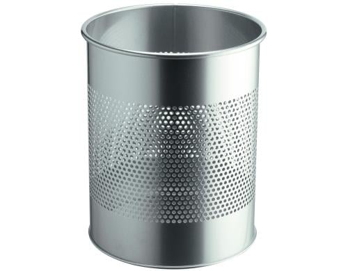 Durable Papierkorb Metall rund silber Masse: 315 x 260 mm, 15 Liter
