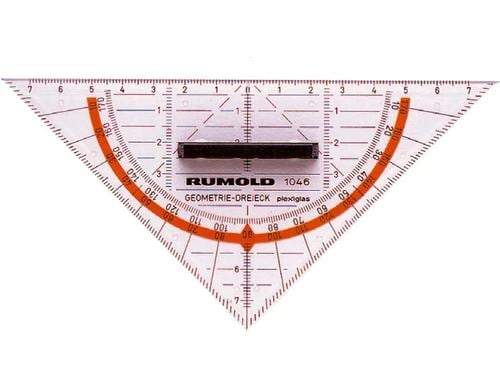 Rumold Geo-Dreieck Plexiglas 14 cm, Skala 2 x 7 cm, mit Griff