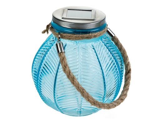 COCON Glaskastenleuchte blau 15LED, warmlicht, solar 2V/40mAH