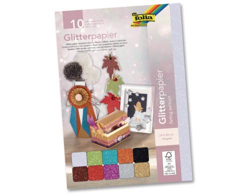 Folia Glitterpapier 10 Blatt à 170g/m2, 24x34cm