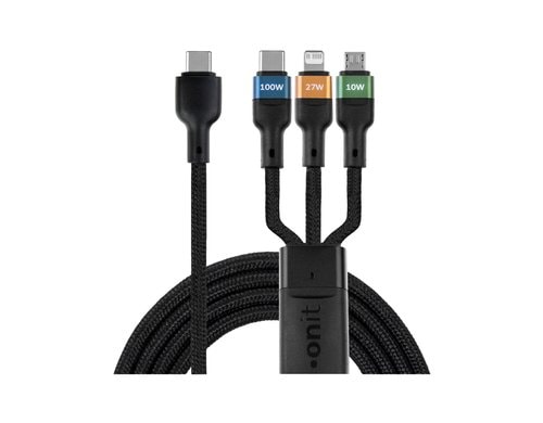 onit USB-Multi-Kabel 1.2M 100W USB 2.0 / C zu C+L+M / schwarz
