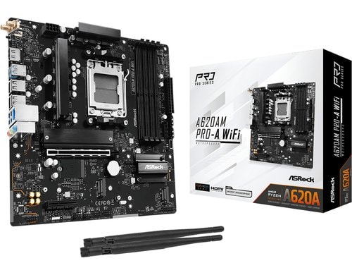 ASRock A620AM PRO-A WIFI, µATX, AM5 AMD A620A, AM5, 4x DDR5, PCIe 4.0