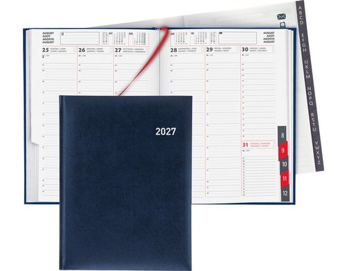 Biella Geschäftsagenda 2027 Orario d-blau 17.8 x 23.5 cm, 144 Seiten,  1 Wo auf 2 S.