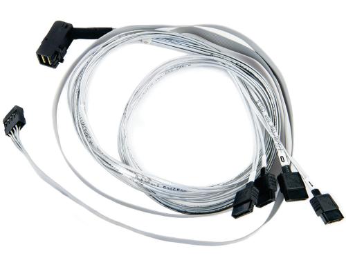 Adaptec HD-SAS Kabel: SFF-8643-4xSATA, 0.8m intern,mit Sideband,1 Stecker 90° gewinkelt