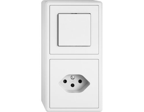 Feller EDIZIOliv Komb 1xT13-1xS3, AP, weiss Komplettset mit Steckklemmen Snapfix