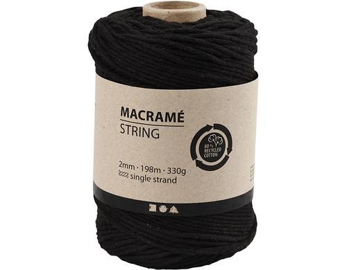 Creativ Company Makrameegarn string 2 mm 330 g, 198 m, Schwarz