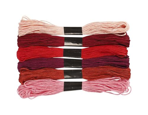 Creativ Company Stickgarn Baumwolle rot 6 Bündel à 8 m, Stärke 1 mm