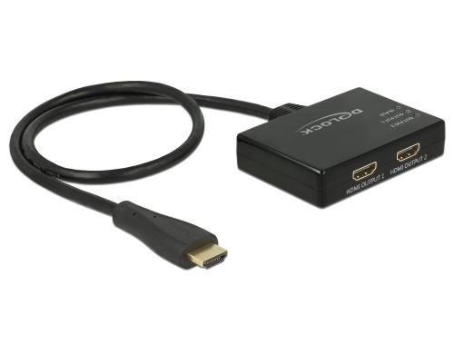 Delock Monitorsplitter HDMI/St - 2x HDMI/Bu ca: 60cm Kabel, passiv, 3840x2160@30Hz