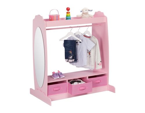 relaxdays Kindergarderobe Mit Spiegel, Rosa