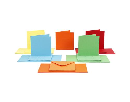 Creativ Company Karten 220 g/m2 und Couvert 5 Farben, 50 Stück, 15 x 15 cm