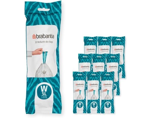 Brabantia Kehrichtsack Perfectfit W 5L, 200 Stück, Multipack à 10 Rollen