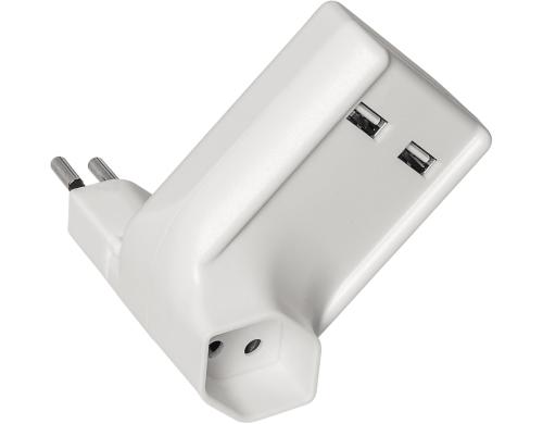 STEFFEN USB Zwischenstecker, 2xUSB 2.1A drehbar 270°, weiss