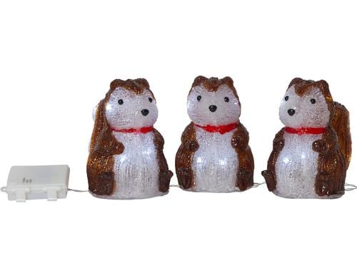 Star Trading Dekoration Crystalo Igel Set inkl. LED KW, exkl. Battterie 3xAA, IP44