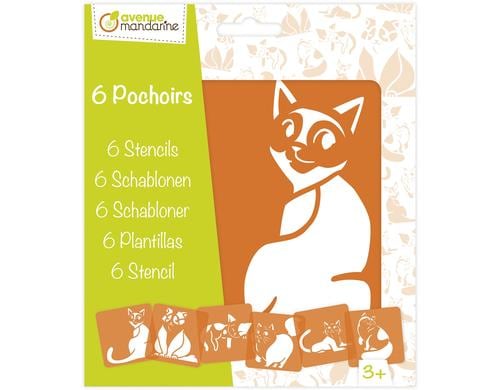 Avenue Mandarine Schablonen Set Katzen 15.2 x 17.5 cm, 6 Schablonen