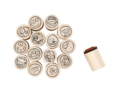 Creativ Company Motivstempel Smiley 15 Holzstempel, D: 20 mm
