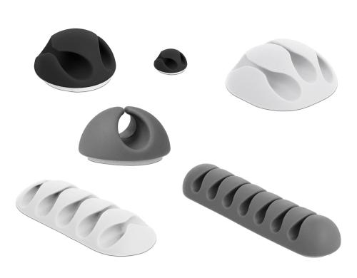 Delock Kabelhalter Komb Set, TPR, selbstkl. 6 Stück, diverse Kabelhalter grösse