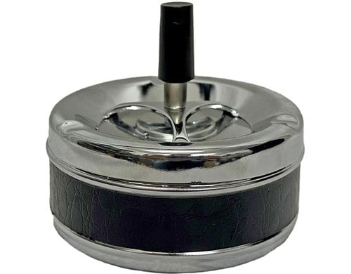 Dameco Aschenbecher, Schleuderdeckel Lederoptik, Metall, 11x10 cm (DxH)