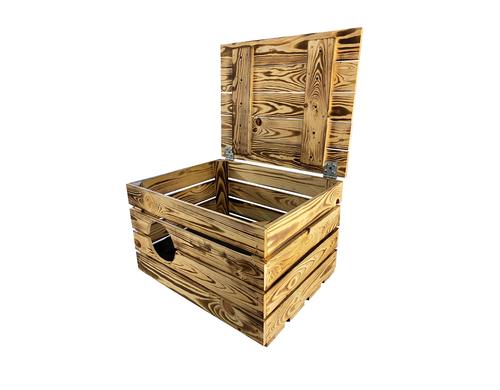 Holz Zollhaus Vintage Katzenhöhle geflammt mit anthrazit Kisen