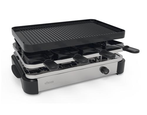 Koenig Raclette-Grill Pro 8er, 1200W, Grill, Pfännchen, Spachtel