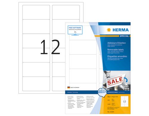 HERMA Adressetiketten Repositionierbare 88,9 x 46,6 mm,1200 Stk