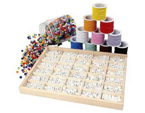 Creativ Company Buchstabenperlen Plastikbeads, Buchstabenperlen, Elastikband