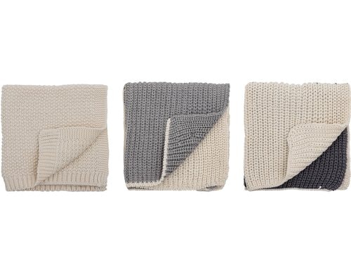 Bloomingville Abwaschlappen Odette, 3er Set 100% Baumwolle, 27x27cm, Grau