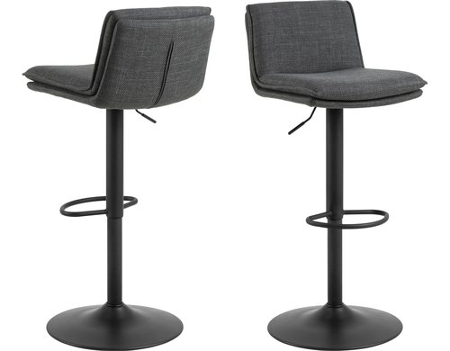 AC Design Barstuhl Flynn 2 Stück Stahl/Polyurethan, Dark Grey