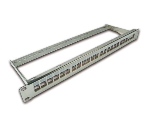 24-Port 1 HE Patchpanel, geschirmt Nickel, Leerpanel für Keystone Modul 19