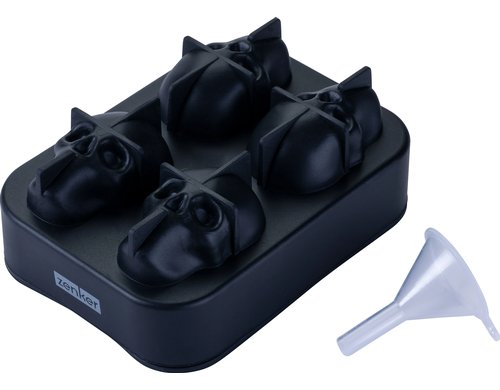 Zenker Eiswürfelformer/Silikon Totenkopf 3 tlg, 4er, schwarz, nur zum befüllen