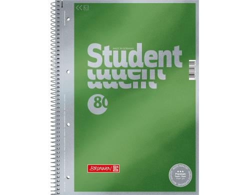 Brunnen Collegeblock Premium Blanco 90g/qm, A4+, 80 Seiten, unliniert, grün
