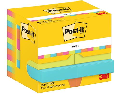 3M Post-it Notes , Poptimistic 12 Blöcke à 100 Blatt, 51 x 38  mm