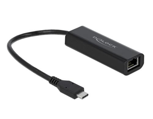Delock USB3.1 Typ-C zu LAN Adapter 0,1/1/2.5Gbps, schwarz