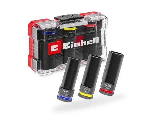 Einhell KFZ-Impact-Stecknuss-Set M-CASE, 3-tlg., Felgenschutz