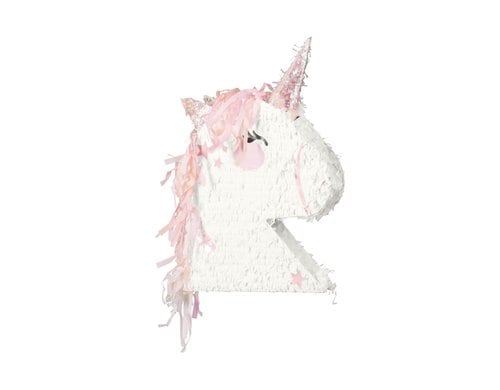 Partydeco Pinata Einhornkopf 41 x 48 x 10 cm, pink/weiss, 1 Stk