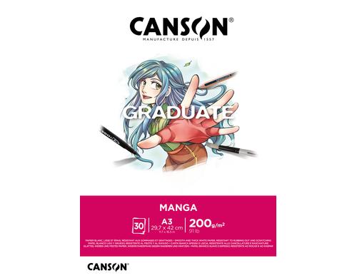 Canson Block Graduate Manga A3 200g/m2, 30Bl, glatt, FSC