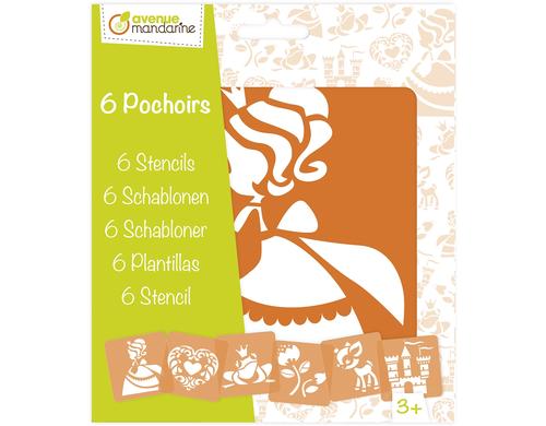 Avenue Mandarine Schablonen Set Prinzessin 15.2 x 17.5 cm, 6 Schablonen
