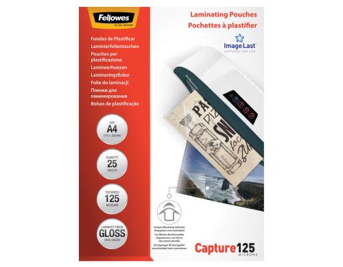 Fellowes Laminierfolien A4, 125 Mikron 25 Stück, 216x303mm