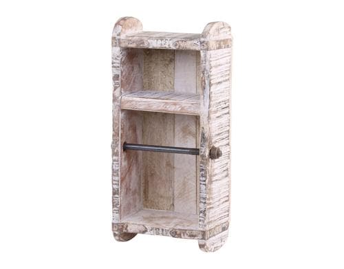 Chic Antique WC-Papierhalterung,Backsteinfo 30x15x10 cm (HxLxB), MDF, Kiefernholz,Weiss