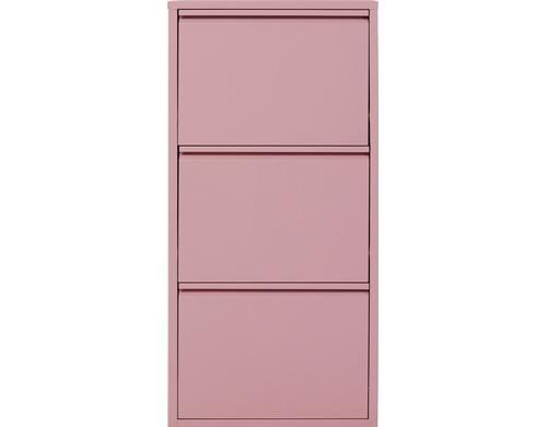 Kare Schuhschrank Caruso 3er, Rosa 104 x 50 x 15 cm, Stahlblech, 6 Paar Schuhe