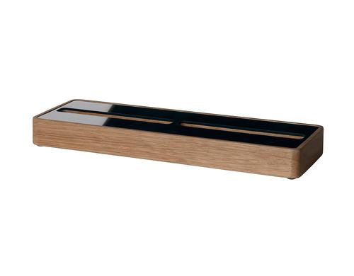 Sigel Visitenkarten-Aufsteller, Eichenholz 2Fächer für 60 Visitenkarten (max.90x60mm)