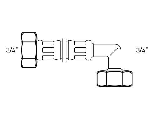 Flexo Anschlussschlauch DN10 IG X IG 3/4 X 3/4 DN10 / 150 CM gebogen