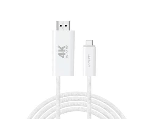 4smarts USB-C auf HDMI PD, 2m 100Watt, Farbe: Weiss