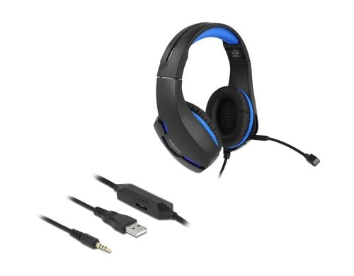 Delock Gaming Headset Over-Ear 3,5mm Klinke, LED für PC,Notebook,Konsolen