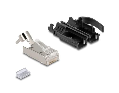 Delock RJ45 Stecker, S/FTP,Cat.6A,25er Set mit Zugentlastung und Knickschutzhülle