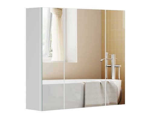 Vasagle Spiegelschrank, Weiss 15x90x60 cm (TxBxH), Holz, Glas