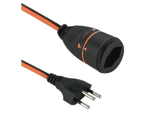 Kunststoff-Verlängerungskabel, 20m, schwarz 3-polig, T12/T13 LOCK, Stecker gewinkelt