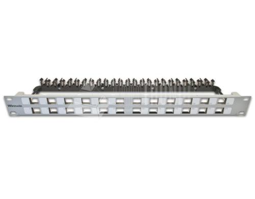 24-Port 1HE Patchpanel, geschirmt hellgrau, Leerpanel für Keystone Modul 19