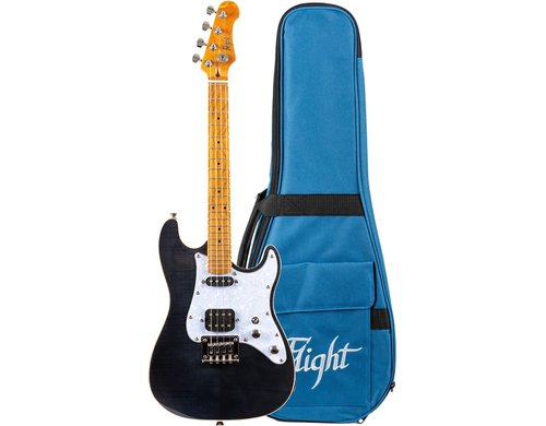 Flight Rock Series Uku Transparent Black Elektrische Ukulele, Gigbag