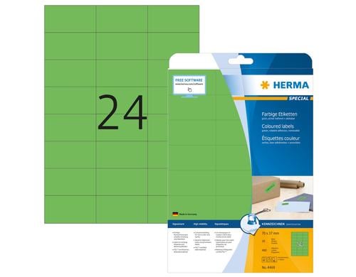Herma Universaletiketten 4469 70x37mm 480 Etiketten, A4, 20 Blatt, ablösbar, grün