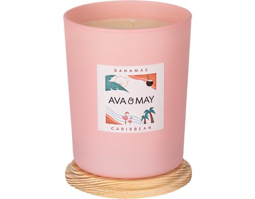 AVA & MAY Duftkerze Bahamas 8x8x10 cm, 100% Sojawachs, 40h Brenndauer